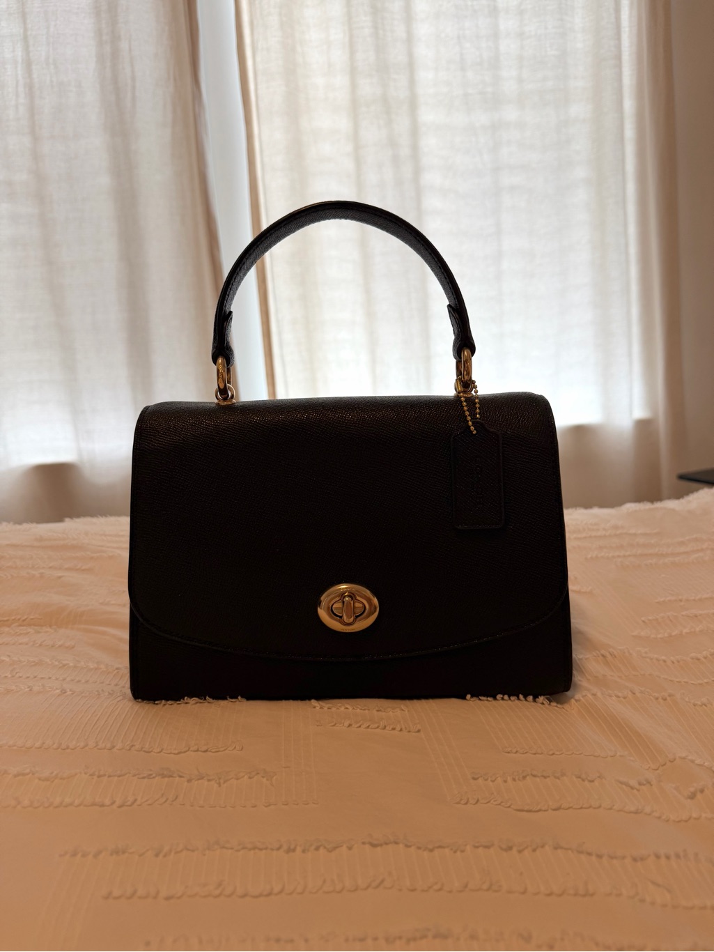 Coach Tilly Black Leather Bag With Gold Hardware